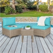 Afuera Living 3-Piece Coastal Wicker / Rattan Outdoor Set in Cyan Blue
