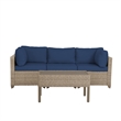 Afuera Living 4-Piece Wicker / Rattan Outdoor Sofa Set in Cobalt Blue