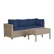 Afuera Living 4-Piece Wicker / Rattan Outdoor Sofa Set in Cobalt Blue