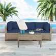 Afuera Living 4-Piece Wicker / Rattan Outdoor Sofa Set in Cobalt Blue