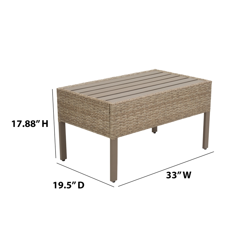Afuera Living 6-Piece Wicker / Rattan Outdoor Sofa Set in Stone Finish
