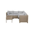 Afuera Living 6-Piece Wicker / Rattan Outdoor Sofa Set in Stone Finish