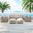 Afuera Living 7-Piece Wicker / Rattan Outdoor Set with Ottoman Hazel Beige