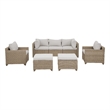Afuera Living 7-Piece Wicker / Rattan Outdoor Set with Ottoman Hazel Beige