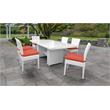 Afuera Living Outdoor Patio Dining Table with 6 Armless Chairs in Tangerine