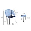 Afuera Living Outdoor 3PC Wicker and Steel Patio Conversation Set in Navy/Black
