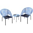 Afuera Living Outdoor 3PC Wicker and Steel Patio Conversation Set in Navy/Black