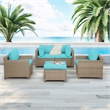 Afuera Living 5-Piece Wicker / Rattan Outdoor Set with Ottoman in Cyan Blue