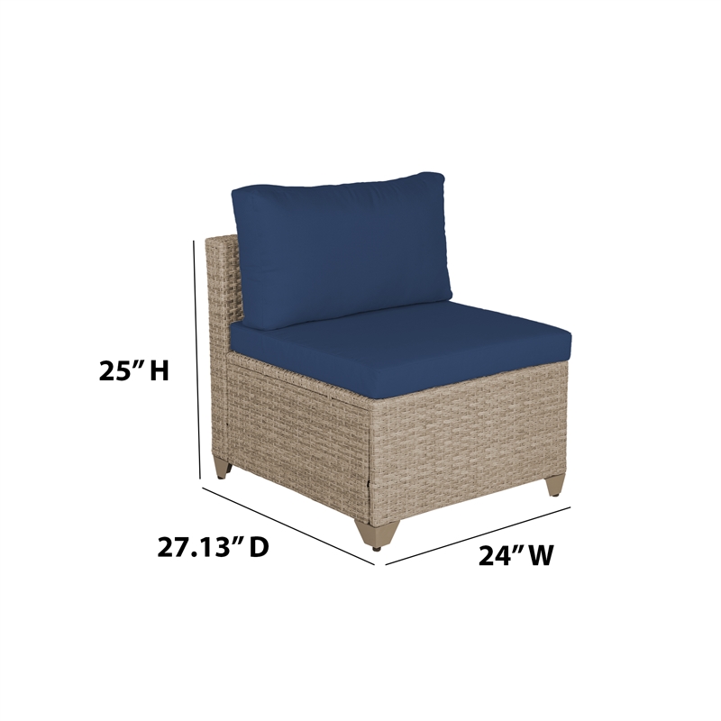 Afuera Living 7-Piece Wicker / Rattan Outdoor Set with End Table in Linen White
