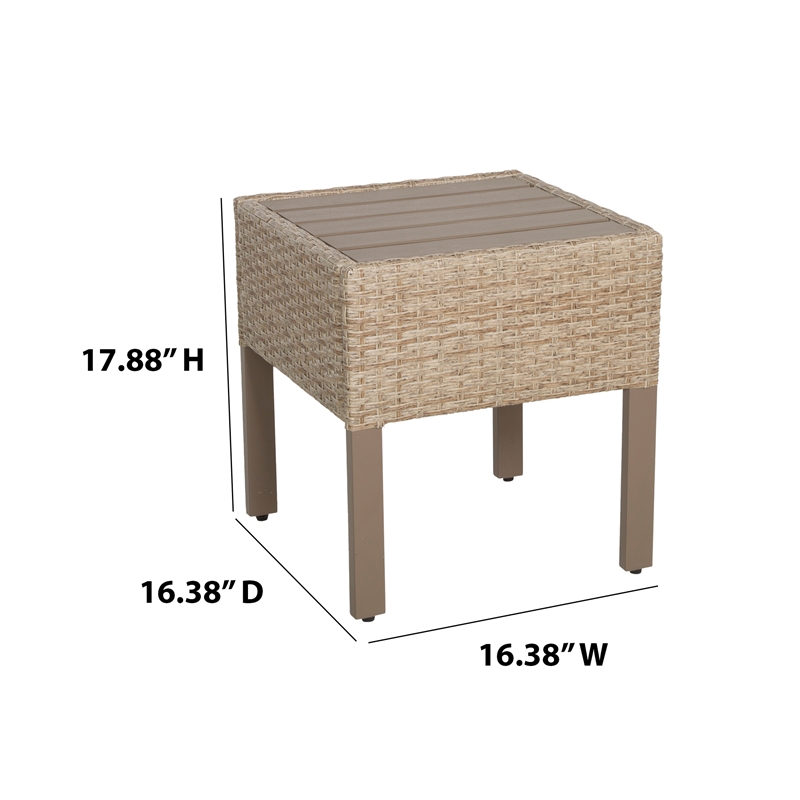 Afuera Living 7-Piece Wicker / Rattan Outdoor Set with End Table in Linen White