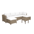 Afuera Living 7-Piece Wicker / Rattan Outdoor Set with End Table in Linen White