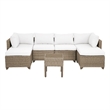 Afuera Living 7-Piece Wicker / Rattan Outdoor Set with End Table in Linen White