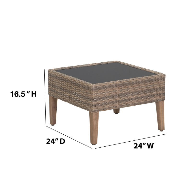 Afuera Living 4-Piece Wicker / Rattan Outdoor Conversation Set in Cobalt Blue