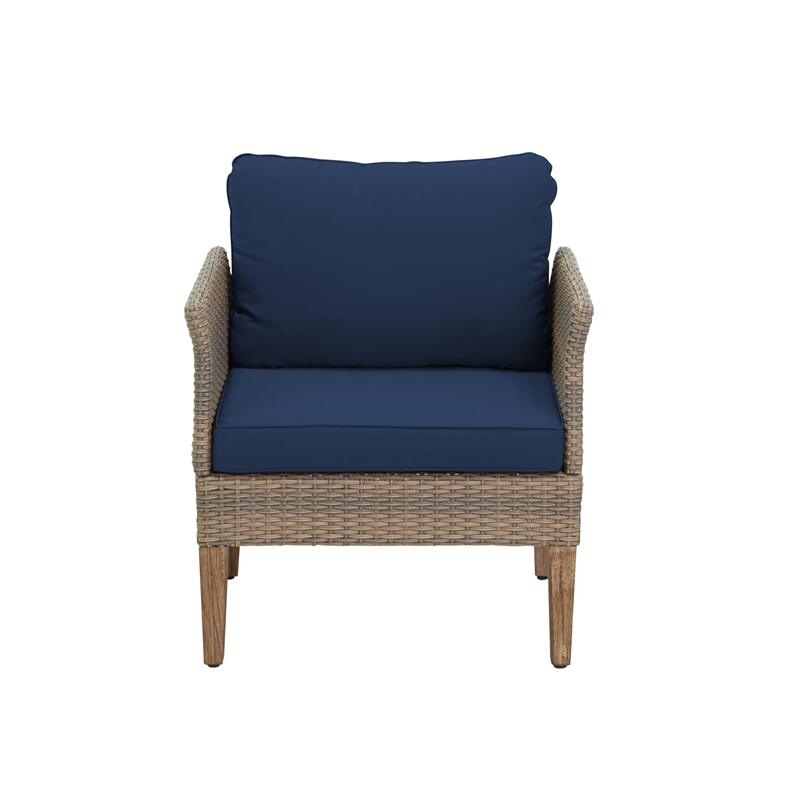 Afuera Living 4-Piece Wicker / Rattan Outdoor Conversation Set in Cobalt Blue