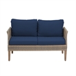 Afuera Living 4-Piece Wicker / Rattan Outdoor Conversation Set in Cobalt Blue