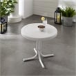 Afuera Living Contemporary Metal Steel Patio End Table in White