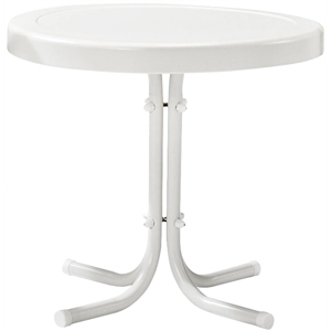 Afuera Living Contemporary Metal Steel Patio End Table in White