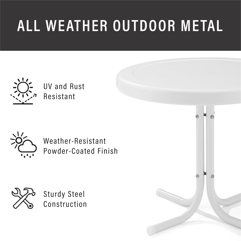 Afuera Living Contemporary Metal Steel Patio End Table in White