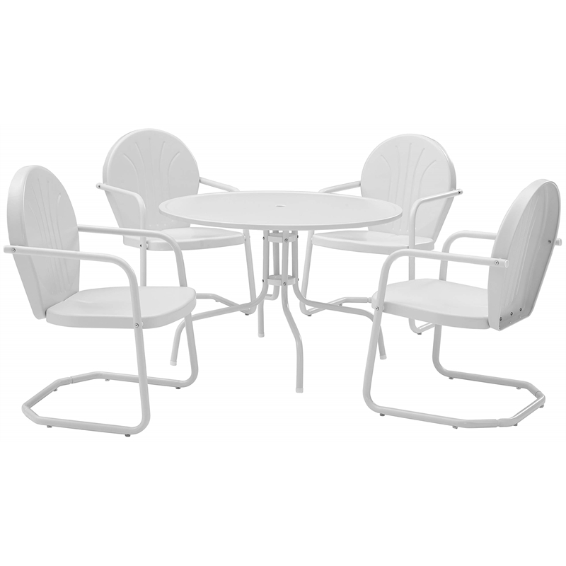 Afuera Living Modern 5 Piece Metal Patio Dining Set in White