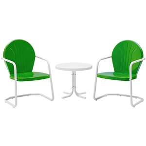 Afuera Living Modern 3 Piece Metal Patio Conversation Set in Green