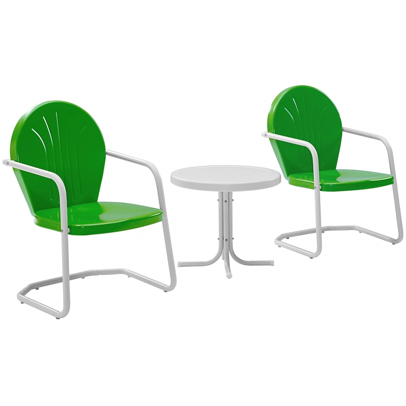 Afuera Living Modern 3 Piece Metal Patio Conversation Set in Green