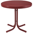 Afuera Living Modern Metal Patio End Table in Dark Red Gloss