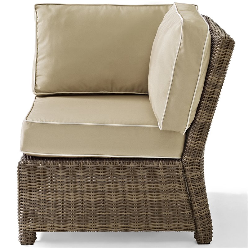 Afuera Living Modern Fabric Corner Patio Chair in Brown and Sand