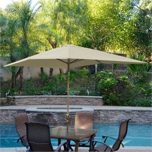 Afuera Living 6.5' x 10' Aluminum Patio Market Umbrella Tilt with Crank in Tan