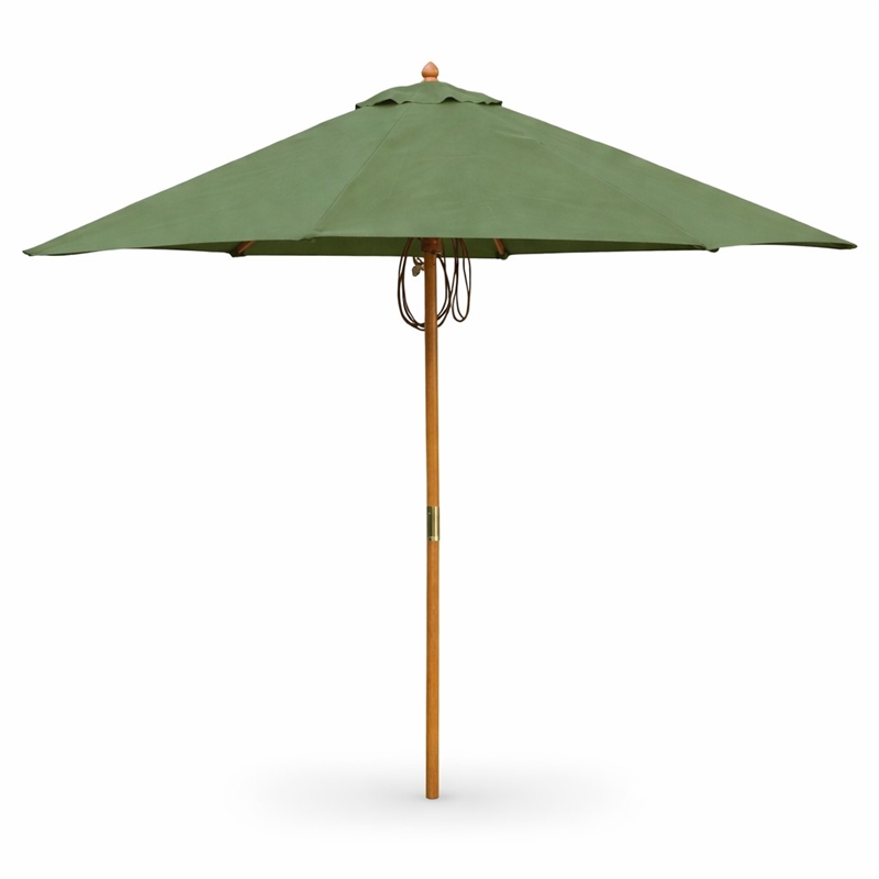 Afuera Living 9' Wood Market Patio Polyester Umbrella in Green
