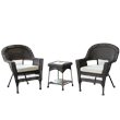 Afuera Living 3 Piece Wicker Conversation Set in Espresso with Tan Cushions