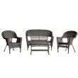 Afuera Living 4 Piece Resin Wicker Modern Patio Sofa Set in Espresso