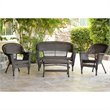 Afuera Living 4 Piece Resin Wicker Modern Patio Sofa Set in Espresso