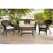 Afuera Living 4pc Wicker Conversation Set in Espresso with Tan Cushions