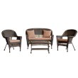 Afuera Living 4pc Wicker Conversation Set in Espresso with Cocoa Brown Cushions