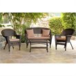 Afuera Living 4pc Wicker Conversation Set in Espresso with Cocoa Brown Cushions