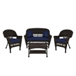 Afuera Living 4pc Wicker Conversation Set in Espresso with Navy Blue Cushions