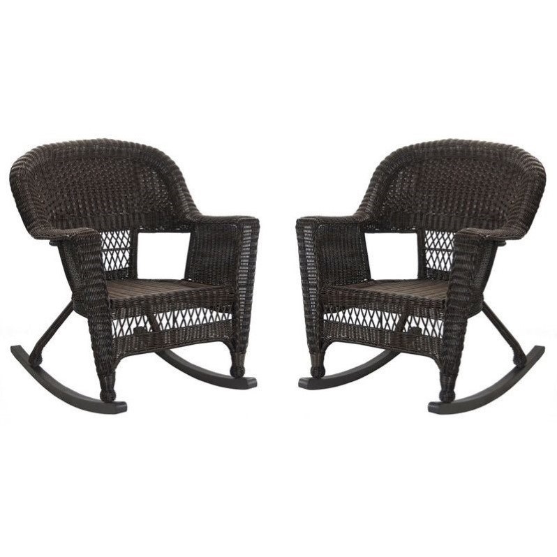 Afuera Living Resin Wicker Patio Rocker in Espresso (Set of 2)