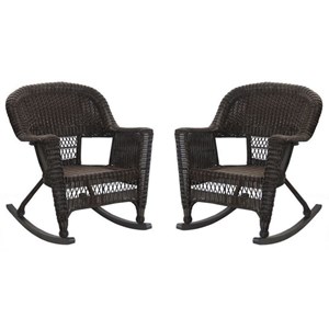 Afuera Living Resin Wicker Patio Rocker in Espresso (Set of 2)