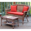 Afuera Living Wicker Patio Love Seat and Coffee Table Set in Honey