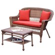Afuera Living Wicker Patio Love Seat and Coffee Table Set in Honey