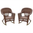 Afuera Living Modern Resin Wicker Patio Rocker in Honey (Set of 2)