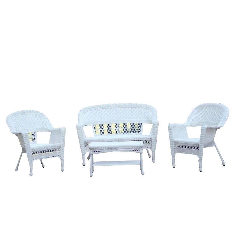 Afuera Living 4 Piece Resin Wicker Modern Patio Sofa Set in White