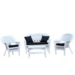 Afuera Living 4pc Wicker Conversation Set in White with Black Cushions
