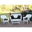 Afuera Living 4pc Wicker Conversation Set in White with Black Cushions