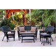 Afuera Living 5pc Wicker Conversation Set in Black with Brown Cushions
