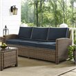 Afuera Living Modern Polyester Fabric Patio Sofa in Brown/Navy