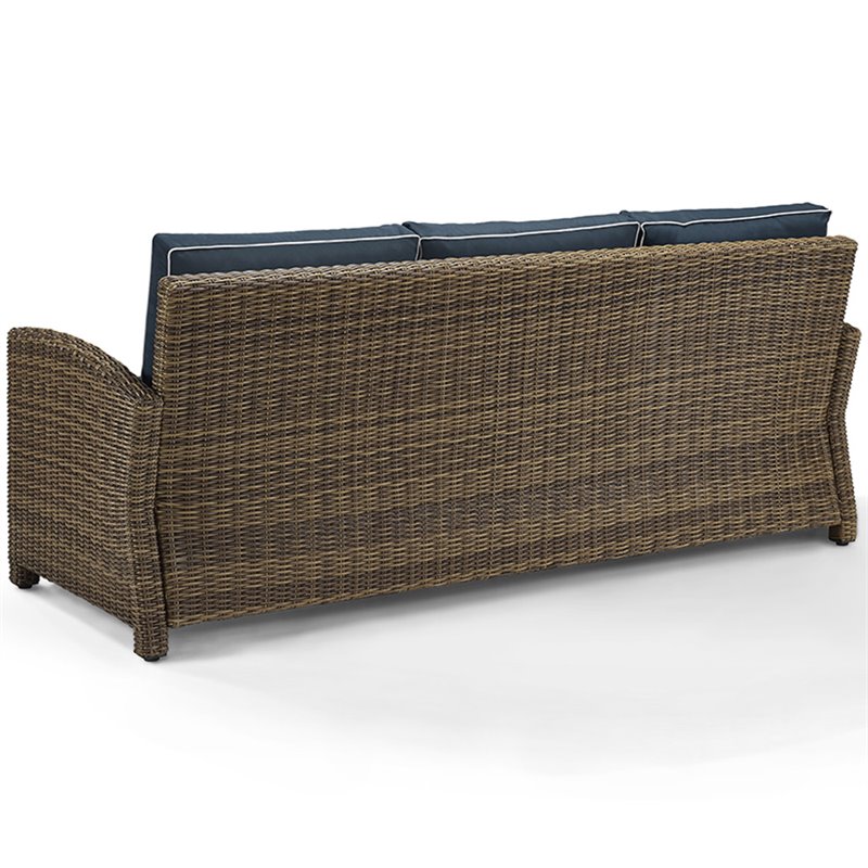 Afuera Living Modern Polyester Fabric Patio Sofa in Brown/Navy