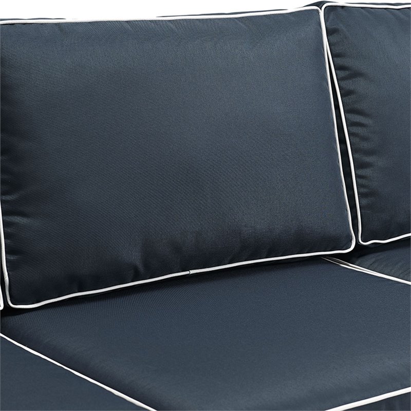 Afuera Living Modern Polyester Fabric Patio Sofa in Brown/Navy