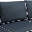 Afuera Living Modern Polyester Fabric Patio Sofa in Brown/Navy