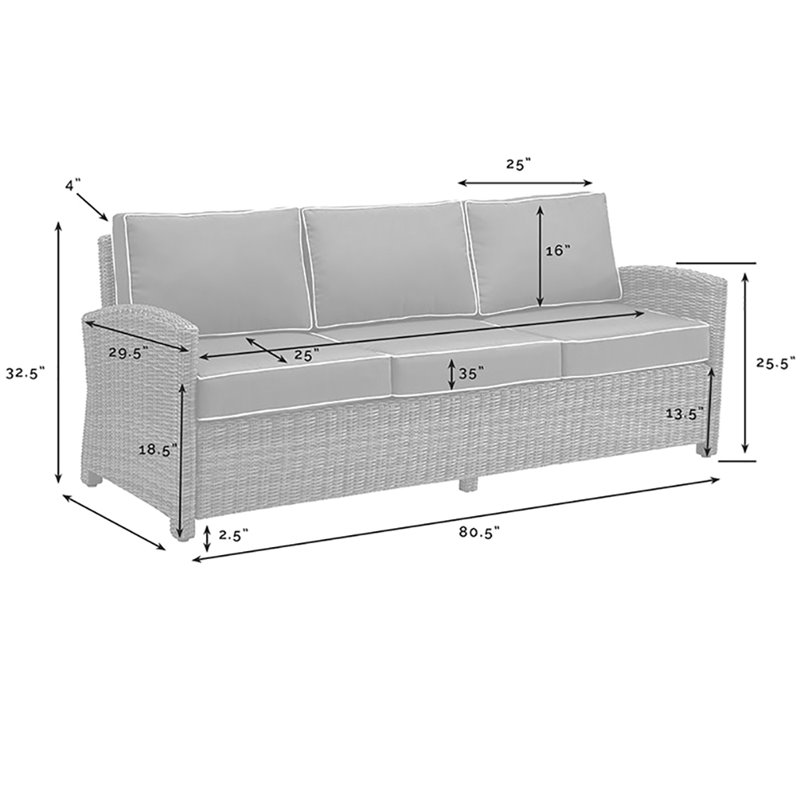 Afuera Living Modern Polyester Fabric Patio Sofa in Brown/Navy